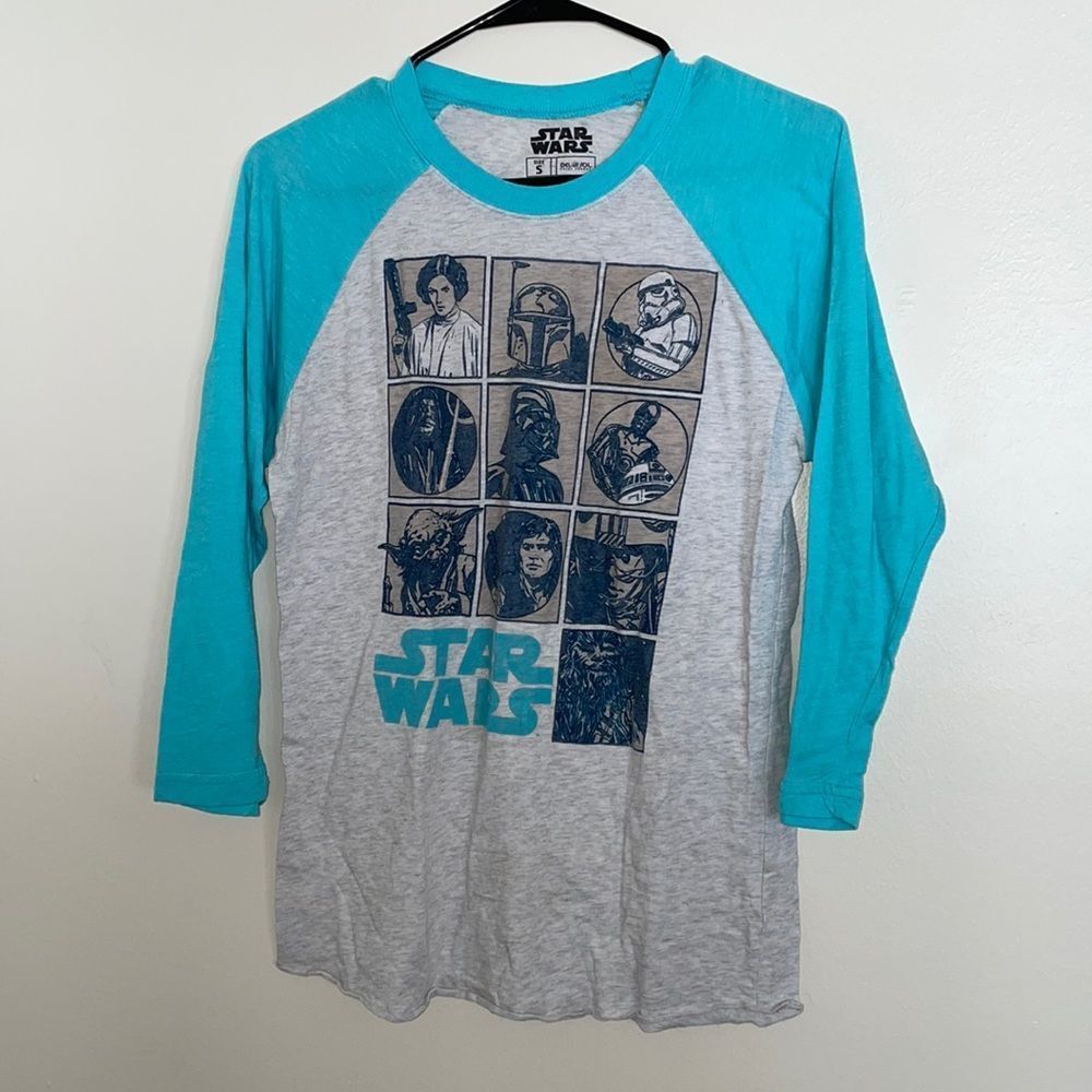 Star Wars Blue and Heather Gray Graphic Shirt